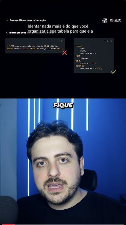 Preview do Short sobre boas práticas em SQL